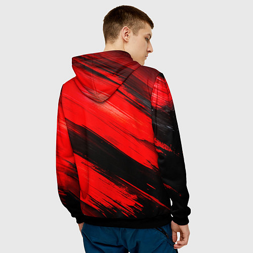 Мужская толстовка Юрий Хой красно-черный фон / 3D-Черный – фото 4