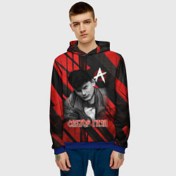 Толстовка-худи мужская Сектор Газа красно-черный фон, цвет: 3D-синий — фото 2