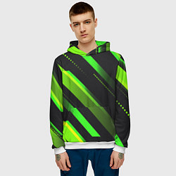 Толстовка-худи мужская Color black green, цвет: 3D-белый — фото 2