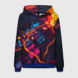 Толстовка-худи мужская Техническая абстракция, цвет: 3D-синий