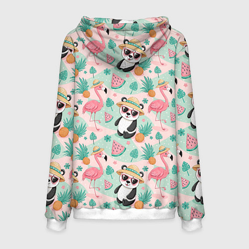 Мужская толстовка Панда фламинго лето ананас / 3D-Белый – фото 2