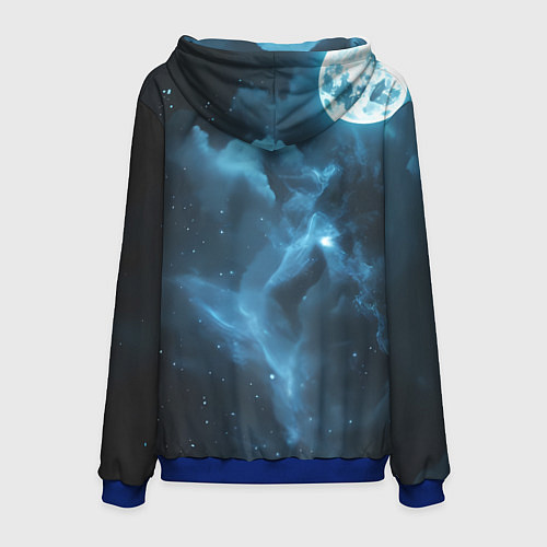 Мужская толстовка Скелет космонавта и полнолуние / 3D-Синий – фото 2