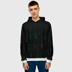 Толстовка-худи мужская Color black turquoise, цвет: 3D-белый — фото 2