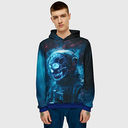 Толстовка-худи мужская Скелет американского космонавта, цвет: 3D-синий — фото 2