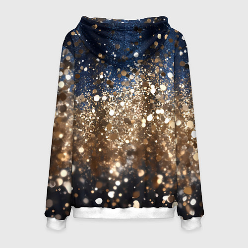 Мужская толстовка Золотые блестки на черно-синем фоне / 3D-Белый – фото 2
