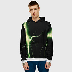 Толстовка-худи мужская Lightning yellow текстура, цвет: 3D-белый — фото 2