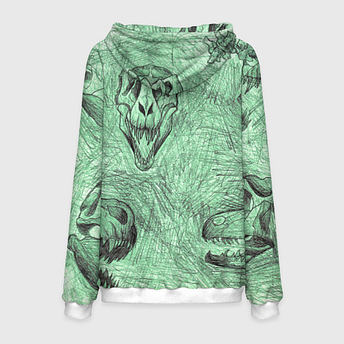 Мужская толстовка Черепа динозавров - эскиз / 3D-Белый – фото 2