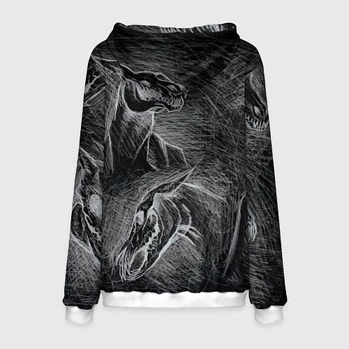 Мужская толстовка Черепа лошадей - эскиз / 3D-Белый – фото 2
