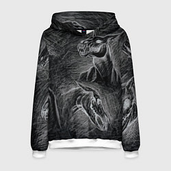 Толстовка-худи мужская Черепа лошадей - эскиз, цвет: 3D-белый