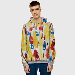 Толстовка-худи мужская Rainbow splashes, цвет: 3D-меланж — фото 2