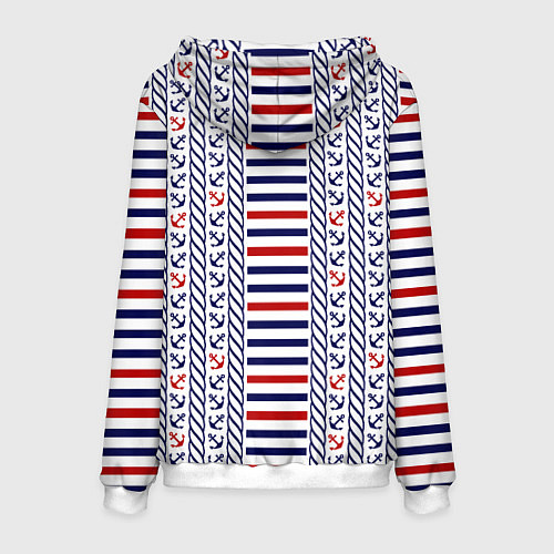 Мужская толстовка Полосатый морской орнамент с якорями / 3D-Белый – фото 2