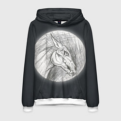 Толстовка-худи мужская Черепа лошадей - эскиз, цвет: 3D-белый
