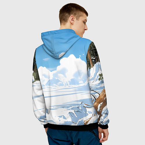 Мужская толстовка Медведь отжимается - я русский / 3D-Черный – фото 4