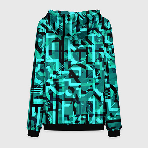 Мужская толстовка Неоновый голубой объёмный эффект / 3D-Черный – фото 2