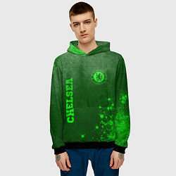 Толстовка-худи мужская Chelsea - green gradient вертикально, цвет: 3D-черный — фото 2