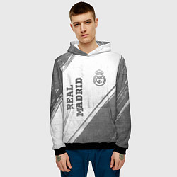 Толстовка-худи мужская Real Madrid - white gradient вертикально, цвет: 3D-черный — фото 2