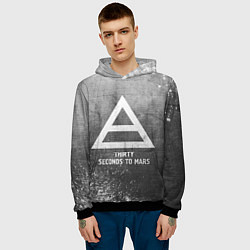 Толстовка-худи мужская Thirty Seconds to Mars - grey gradient, цвет: 3D-черный — фото 2