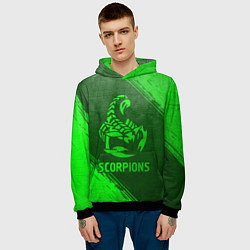 Толстовка-худи мужская Scorpions - green gradient, цвет: 3D-черный — фото 2