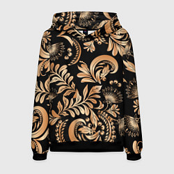 Толстовка-худи мужская Русский этнический узор с позолотой, цвет: 3D-черный