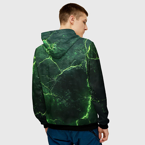 Мужская толстовка Россия огненный текст на зеленом / 3D-Черный – фото 4