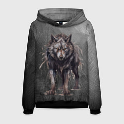 Мужская толстовка The fierce wolf