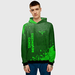 Толстовка-худи мужская Tokyo Revengers - green gradient вертикально, цвет: 3D-черный — фото 2