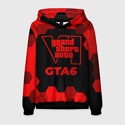 Толстовка-худи мужская GTA6 - red gradient, цвет: 3D-черный