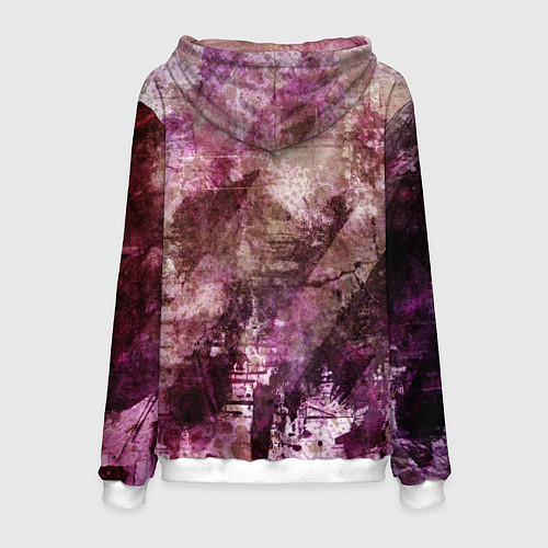 Мужская толстовка Абстракция - dark trash atom with violet / 3D-Белый – фото 2