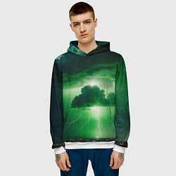 Толстовка-худи мужская Зелёный гром, цвет: 3D-белый — фото 2