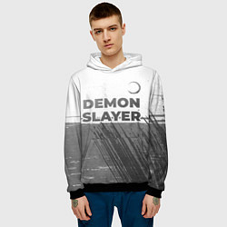 Толстовка-худи мужская Demon Slayer - white gradient посередине, цвет: 3D-черный — фото 2