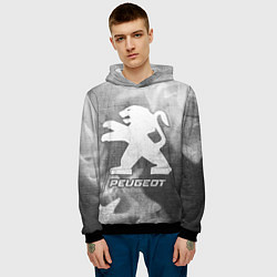 Толстовка-худи мужская Peugeot - grey gradient, цвет: 3D-черный — фото 2