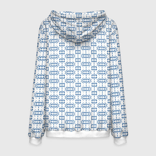 Мужская толстовка Синий геометрический узор на белом фоне / 3D-Белый – фото 2