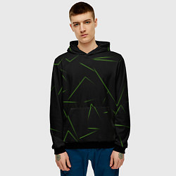 Толстовка-худи мужская Color green line, цвет: 3D-черный — фото 2