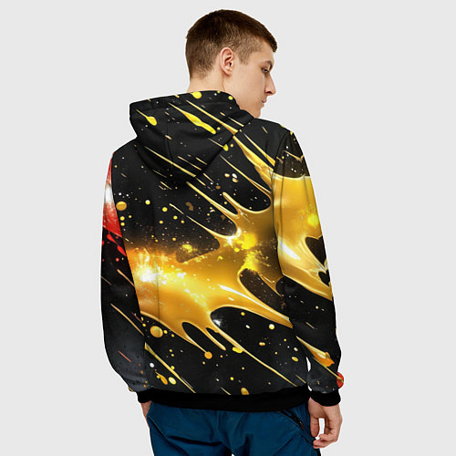 Мужская толстовка Герб России и золотые кляксы / 3D-Черный – фото 4