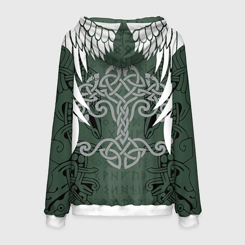 Мужская толстовка Древние руны и древо жизни с крыльями / 3D-Белый – фото 2
