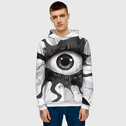 Толстовка-худи мужская Глаз и щупальца - психоделика, цвет: 3D-белый — фото 2