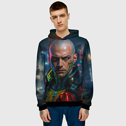 Толстовка-худи мужская Мужчина в стиле киберпанка, цвет: 3D-черный — фото 2