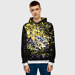 Толстовка-худи мужская Желто синяя краска на черном, цвет: 3D-белый — фото 2
