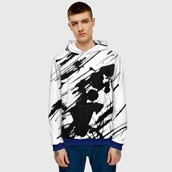 Толстовка-худи мужская Брызги и штрихи черной краски, цвет: 3D-синий — фото 2