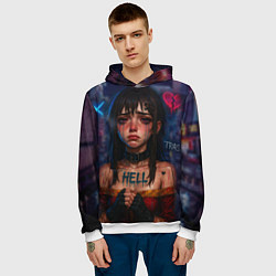 Толстовка-худи мужская Девушка с разбитым сердцем, цвет: 3D-белый — фото 2