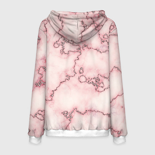 Мужская толстовка Розовая абстракция с мраморной текстурой и блеском / 3D-Белый – фото 2
