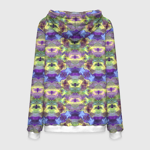 Мужская толстовка Неоновый акварельный орнамент икат / 3D-Белый – фото 2