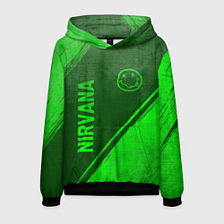 Толстовка-худи мужская Nirvana - green gradient вертикально, цвет: 3D-черный