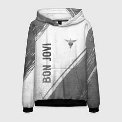 Мужская толстовка Bon Jovi - white gradient вертикально