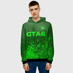 Толстовка-худи мужская GTA6 - green gradient посередине, цвет: 3D-черный — фото 2