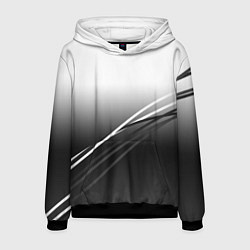 Толстовка-худи мужская Градиент с полосами из белого в тёмный, цвет: 3D-черный