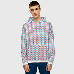 Толстовка-худи мужская Красно-синие фигуры на белом фоне, цвет: 3D-белый — фото 2