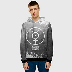 Толстовка-худи мужская Marilyn Manson - grey gradient, цвет: 3D-черный — фото 2