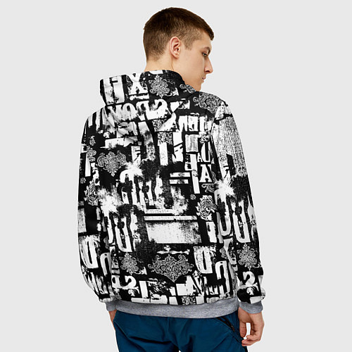 Мужская толстовка Паттерн с надписями хасл / 3D-Меланж – фото 4