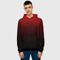 Толстовка-худи мужская Из красного в чёрный градиент с точками, цвет: 3D-черный — фото 2